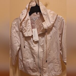 NWT Silk Culture Cropped Satin Lifestyle Jacket Almond Medium
